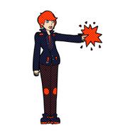 cartoon biker woman pointing N3