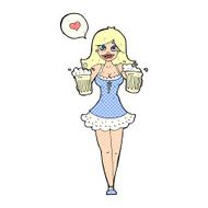 cartoon woman serving beer N3