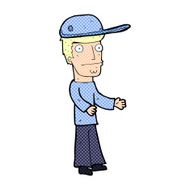 cartoon worried man wearing hat N5