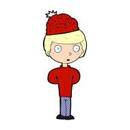 cartoon man wearing winter hat N45