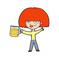 cartoon woman with mug of beer N3