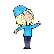 cartoon woman wearing winter hat N56