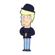 cartoon worried man wearing hat N6
