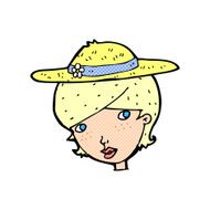 cartoon woman wearing summer hat N8