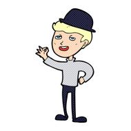 cartoon man in bolwer hat N9