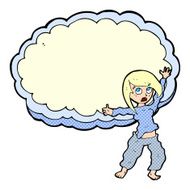 cartoon stressed out woman in front of cloud N3