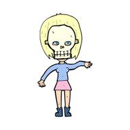 cartoon woman in spooky skull mask N3