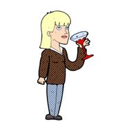 cartoon woman drinking cocktail N3