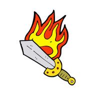 cartoon flaming sword N3