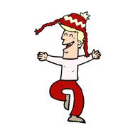 cartoon man wearing winter hat N46