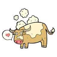 cartoon cow with love heart N3