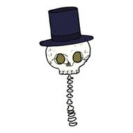cartoon spooky skull in top hat N3