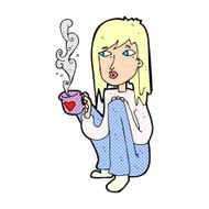 cartoon woman with cup of coffee N3
