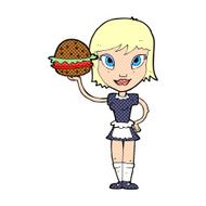 cartoon waitress with burger N13