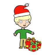 cartoon boy with present N7