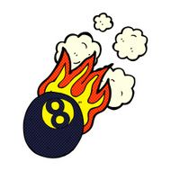 cartoon flaming pool ball N3