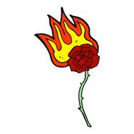 cartoon burning rose N2
