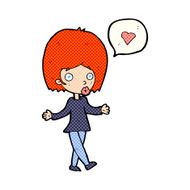 cartoon woman in love shrugging shoulders N3