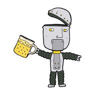 cartoon robot drinking beer