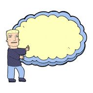 cartoon man presenting text space cloud N3