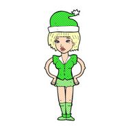 cartoon woman in christmas elf outfit N3