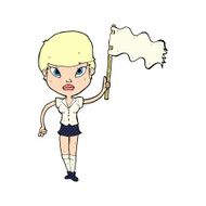 cartoon woman waving white flag N5