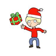 cartoon boy with present N8