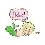 cartoon mermaid saying hello N3