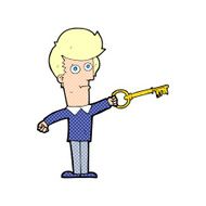 cartoon man with key N6