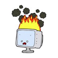 cartoon burning computer N3