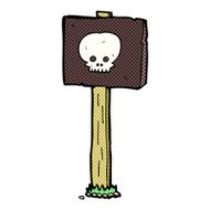 cartoon spooky skull signpost N8