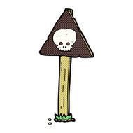 cartoon spooky skull signpost N9