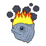 cartoon burning fish head N3