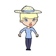 cartoon woman in summer hat N6