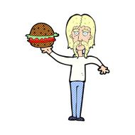 cartoon man with burger N6
