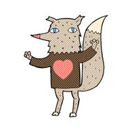 cartoon wolf with love heart tee N3