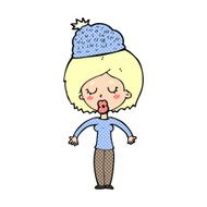 cartoon woman wearing winter hat N57