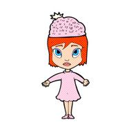 cartoon woman wearing winter hat N58