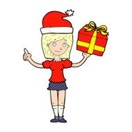 cartoon woman with gifts N6