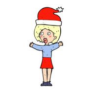cartoon woman wearing xmas hat N3