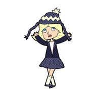 cartoon woman wearing winter hat N59