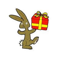 cartoon rabbit with christmas present N3