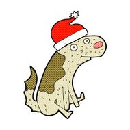 cartoon dog in christmas hat N3
