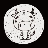 Chinese Zodiac cow doodle drawing N5