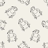 Chinese Zodiac cow doodle drawing seamless pattern background
