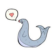 cartoon seal with love heart N2