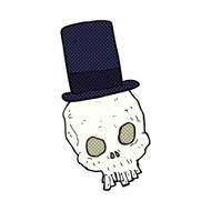 cartoon skull wearing top hat N3