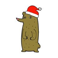 cartoon bear in xmas hat N3