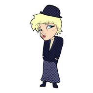 cartoon woman in bowler hat N3