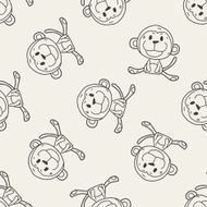 Chinese Zodiac monkey doodle drawing seamless pattern background